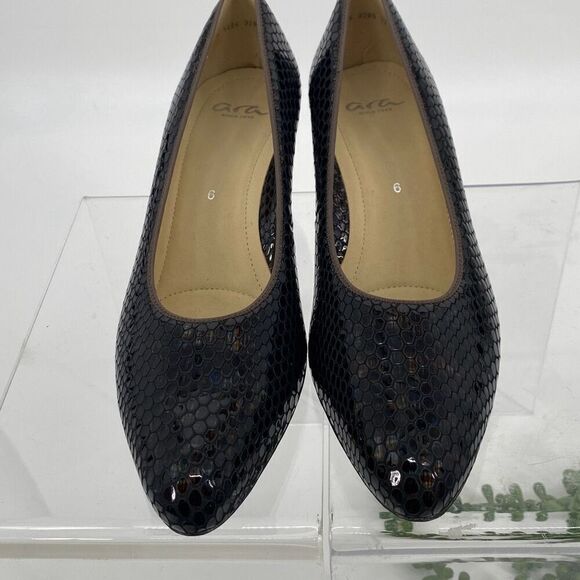 Ara Ladies Slip-On  Crocodile Low Heel Comfort Pump Brown New US Size‎ 8.5 - Picture 4 of 14